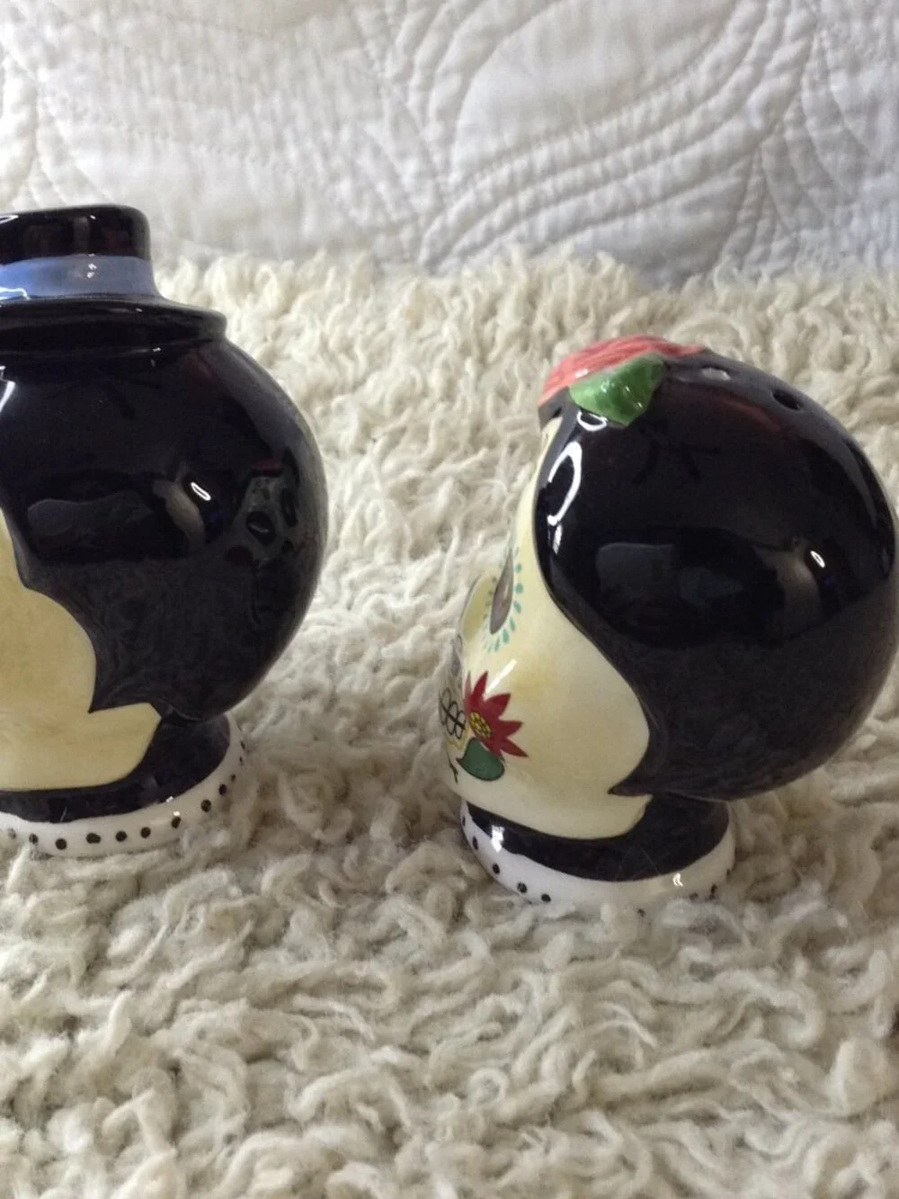 NWOT Day of the Dead Blue Sky Clayworks Salt and Pepper Shakers Halloween Spooky
